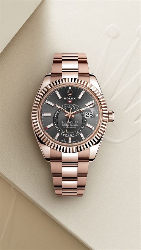 rolex sky-dweller 18k rose gold men& 39|rolex sky dweller everose gold.